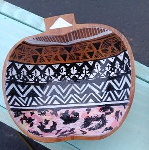 Handpainted Apple shaped Wooden Trinket Dish